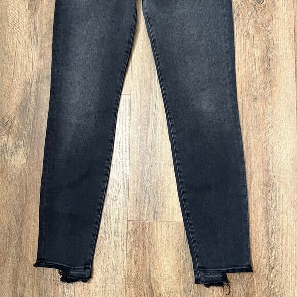 FRAME Women's Black Distressed Le Skinny de Jeanne Cropped Jeans Size 26 - Picture 6 of 9